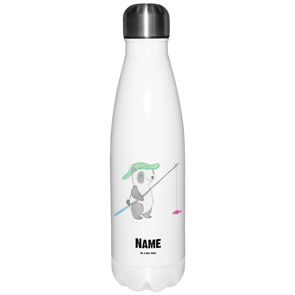 Personalised insulated bottle panda fishing Gift, sport, hobby, giving, thank you, award, profit, athlete, hobby angler, fishing, fishing sport, go fishing, fishing club, angler