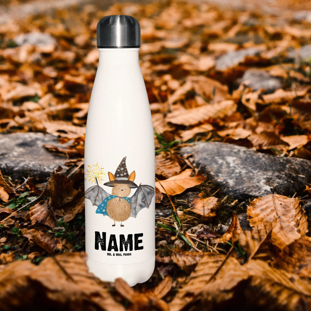 Personalised insulated bottle bat wizard small animals, cute, funny, cute animal motives, hand drawn, small world, funny sayings, good mood, happy, gifts, gift ideas, special gifts, animal lover, card, sorcerers, women, get in, bats, magicians, Bats