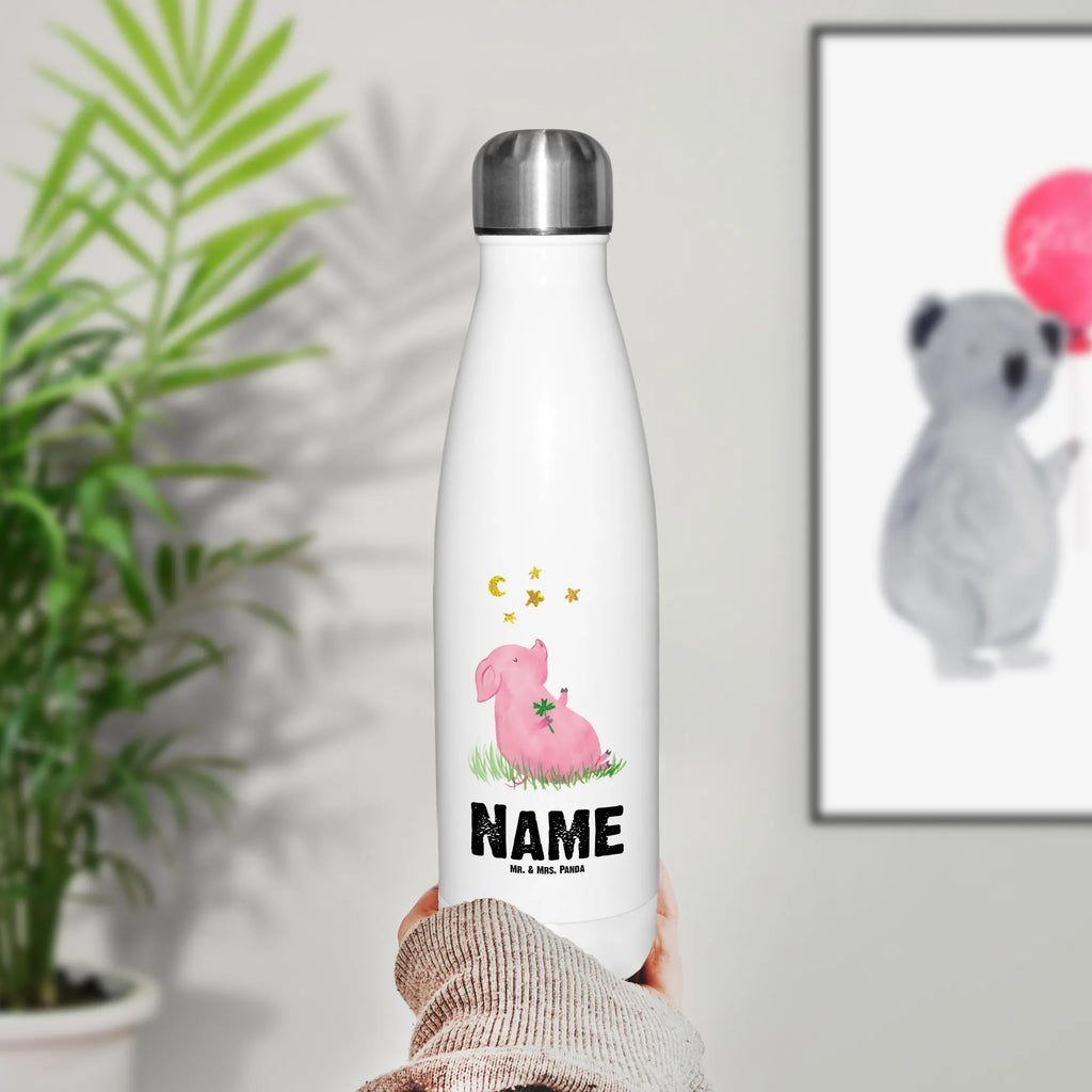 Spersonalizowana butelka termiczna świnia Szczęście Motywy zwierzęce, dobra energia, zabawne powiedzonka, zwierzęta