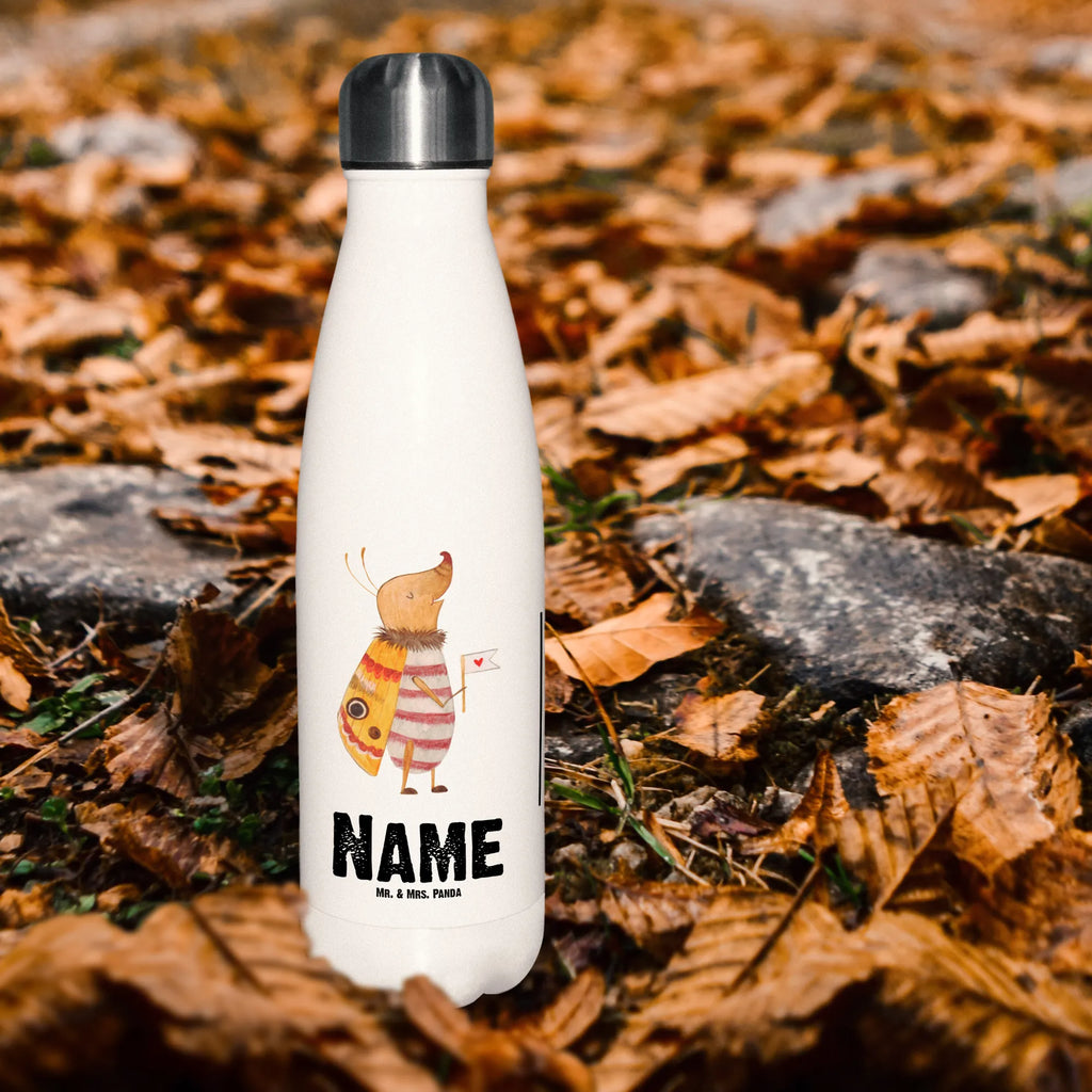 Personalised insulated bottle Moth flag small animals, cute, funny, cute animal motives, hand drawn, small world, funny sayings, good mood, happy, gifts, gift ideas, special gifts, animal lover, card, Moth, Beetle, Saying funny, How much does the world cost, Kitchen decoration