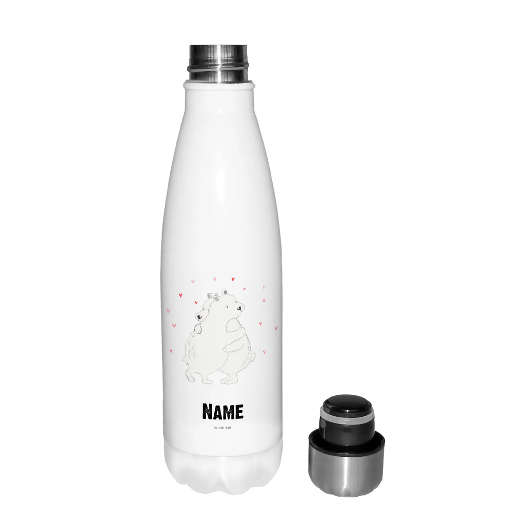Personalised insulated bottle Icebear Embrace small animals, cute, funny, cute animal motives, hand drawn, small world, funny sayings, good mood, happy, gifts, gift ideas, special gifts, animal lover, card