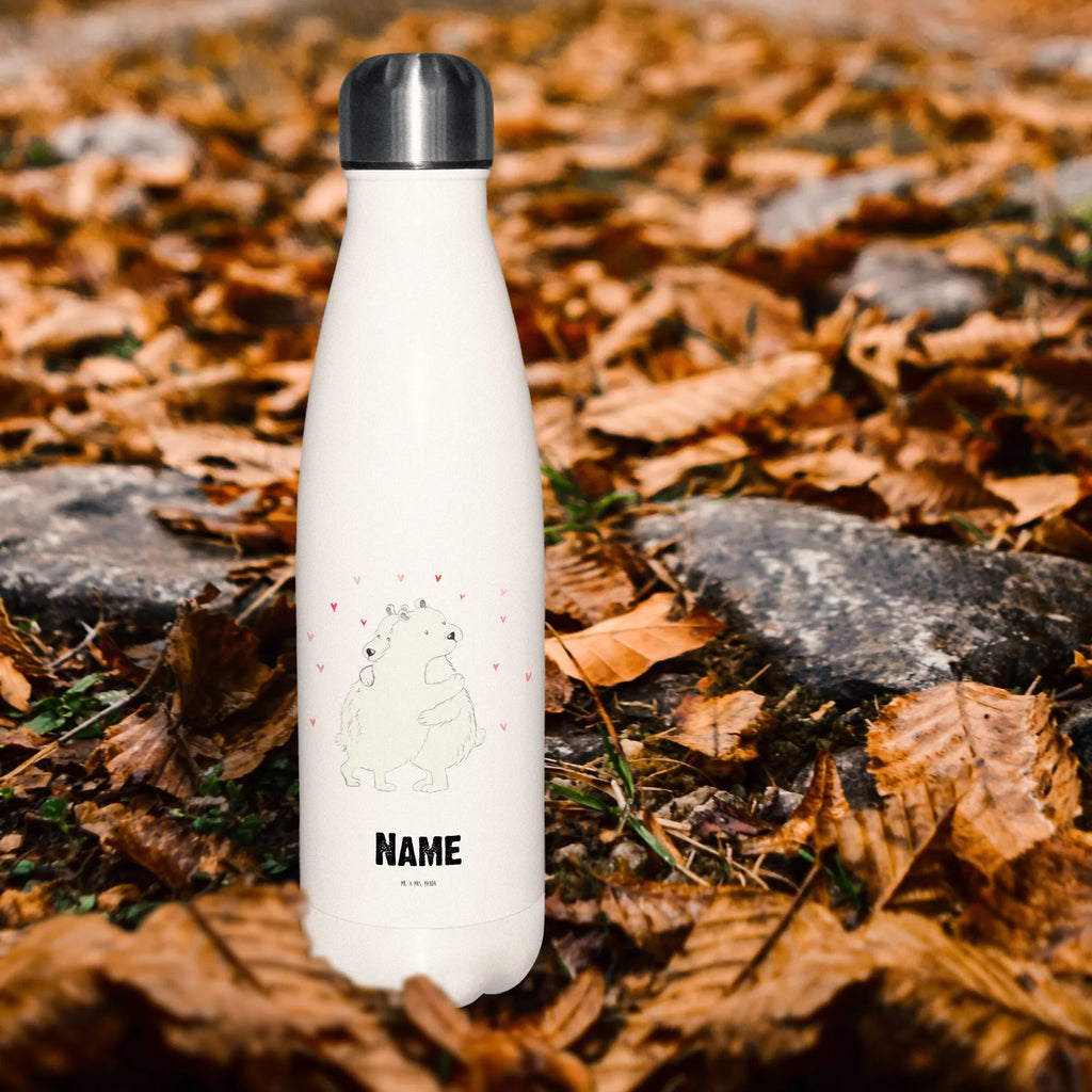 Personalised insulated bottle Icebear Embrace small animals, cute, funny, cute animal motives, hand drawn, small world, funny sayings, good mood, happy, gifts, gift ideas, special gifts, animal lover, card