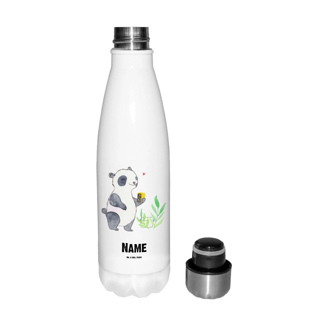 Personalised insulated bottle panda geocaching Gift, sport, hobby, giving, thank you, award, profit, athlete, Geocaching, treasure hunts, open caching, GPS scavenger hunts