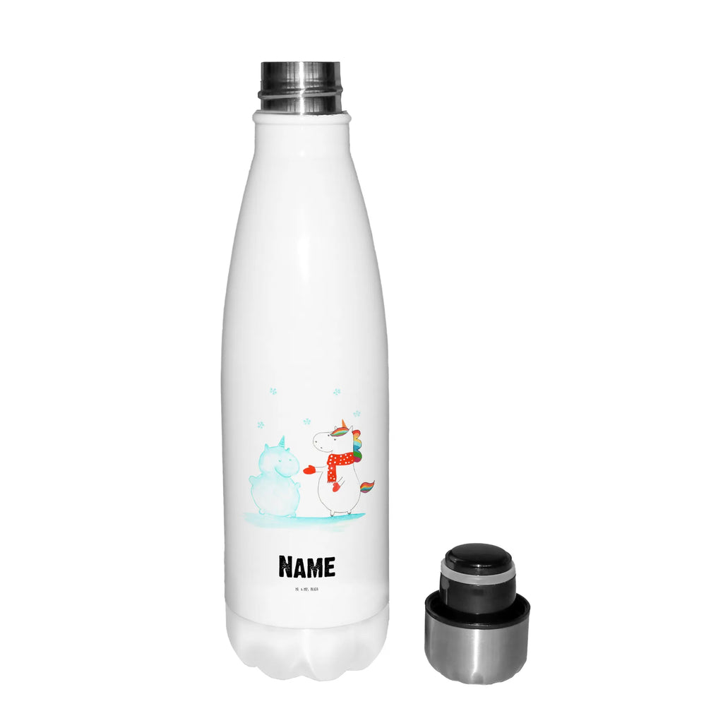 Personalised insulated bottle unicorn snowman unicorn, unicorns, X-Mas, present, Christmas Motif, Winter, Snowman, Cold, Unicorn, winter gift, Snow, Gloves, Cake, Cap, Christmas