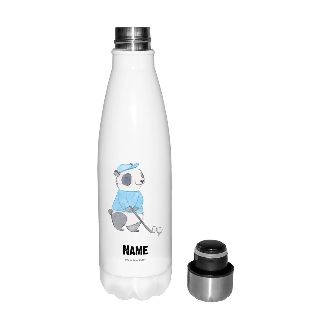 Personalised insulated bottle panda golfing Gift, sport, hobby, giving, thank you, award, profit, athlete, golf tournament, golf club, golf course, play golf, Golf