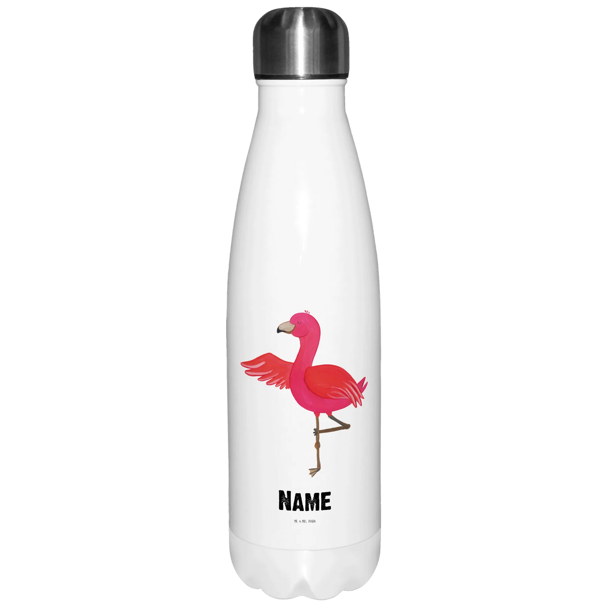 Personalised insulated bottle flamingo yoga