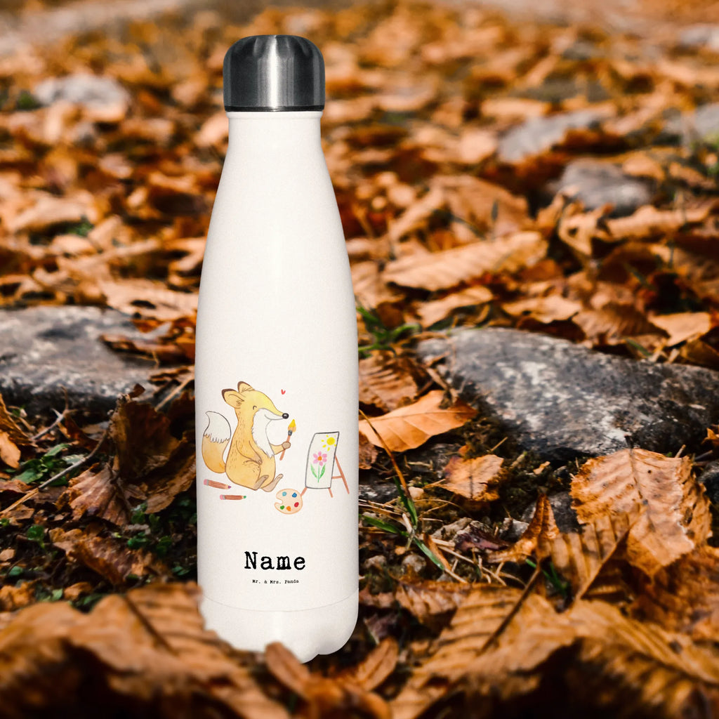 Personalised insulated bottle Fox To paint Gift, sport, hobby, giving, thank you, award, profit, athlete, Painting, artist, hobby artist, drawing