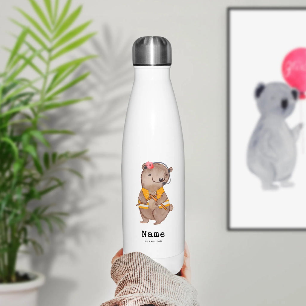 Personalised insulated bottle flight attendant heart gift, gift idea, best, farewell gift, passing exam, anniversary, retirement, promotion, job start, sayings, funny, profession