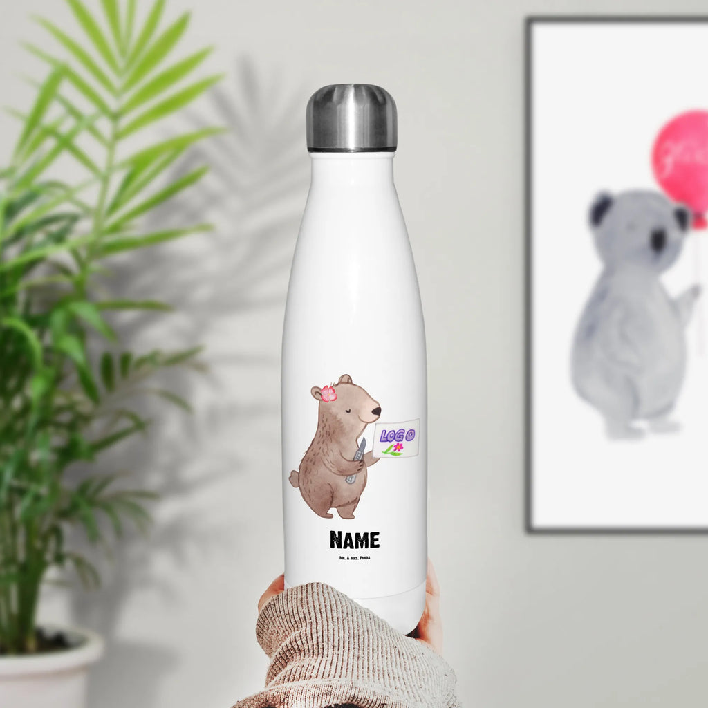 Personalised insulated bottle Advertising Technician Heart gift, gift idea, best, farewell gift, passing exam, anniversary, retirement, promotion, job start, sayings, funny, profession