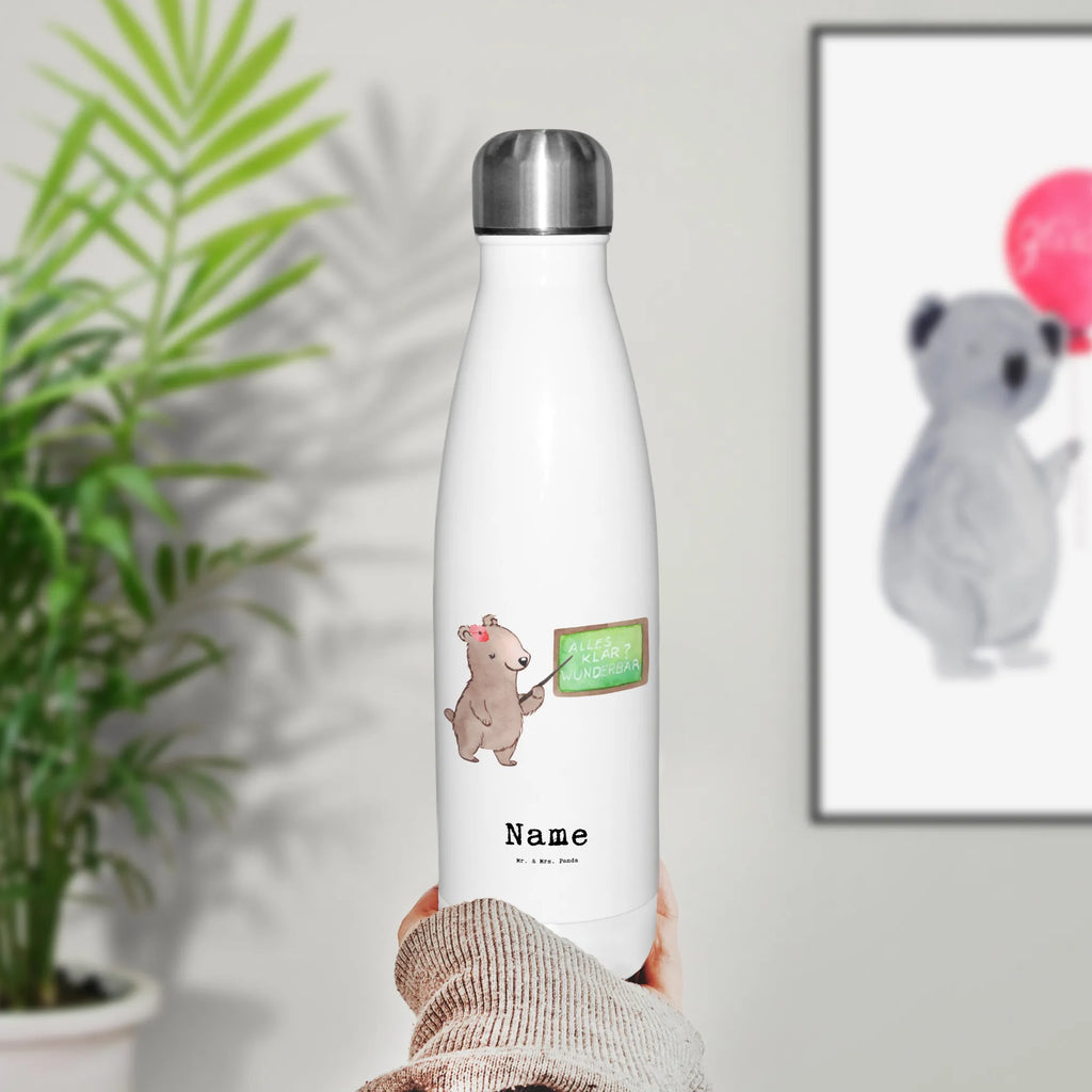 Personalised insulated bottle female lecturer Heart gift, gift idea, best, farewell gift, passing exam, anniversary, retirement, promotion, job start, sayings, funny, profession