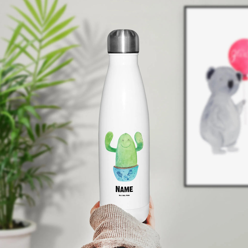 Personalised insulated bottle cactus happy cactus, cactuses, plants, cactus plant, small green cactus, family, office life, colleague, saying, motivation, child protection, office, mother, cacti, funny, new start, friend, education