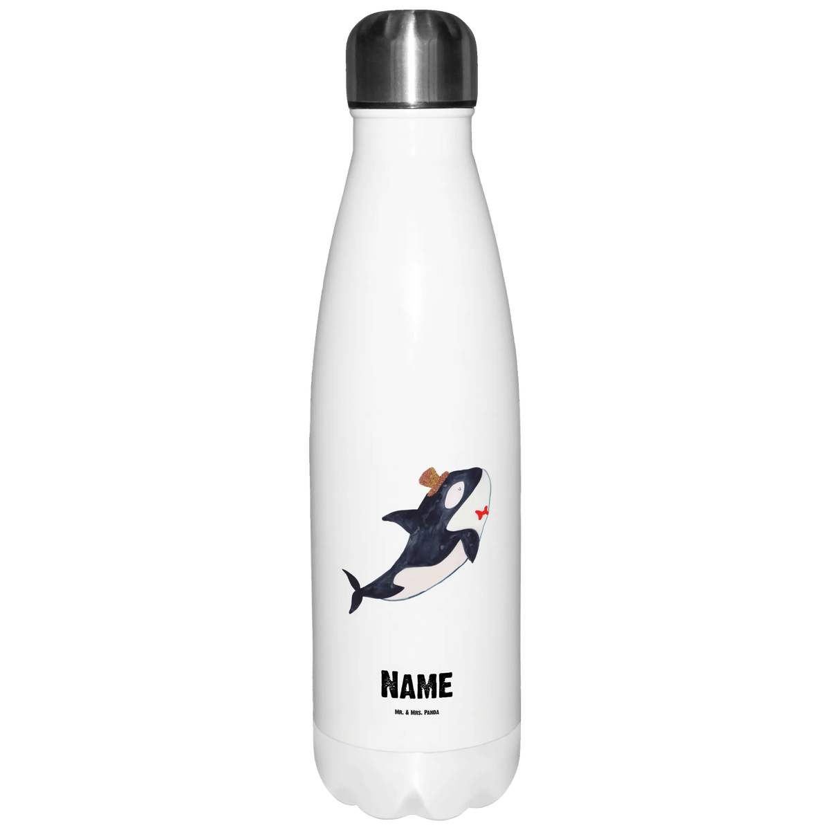Personalised insulated bottle orca cylinder Seafood, aquatic animals, ocean, sea, fish, shells, corals, reef, whale, narwhal, sea urchin, lobster, platypus, turtle, manatee, crocodile, orca, shrimp, gifts for seafood lovers, water world, underwater animals, underwater world, vacation, deep sea, seafood fans, gift ideas, seafood decoration, seafood posters, celebration, birthday, congratulations, glitter, party, confetti, feast