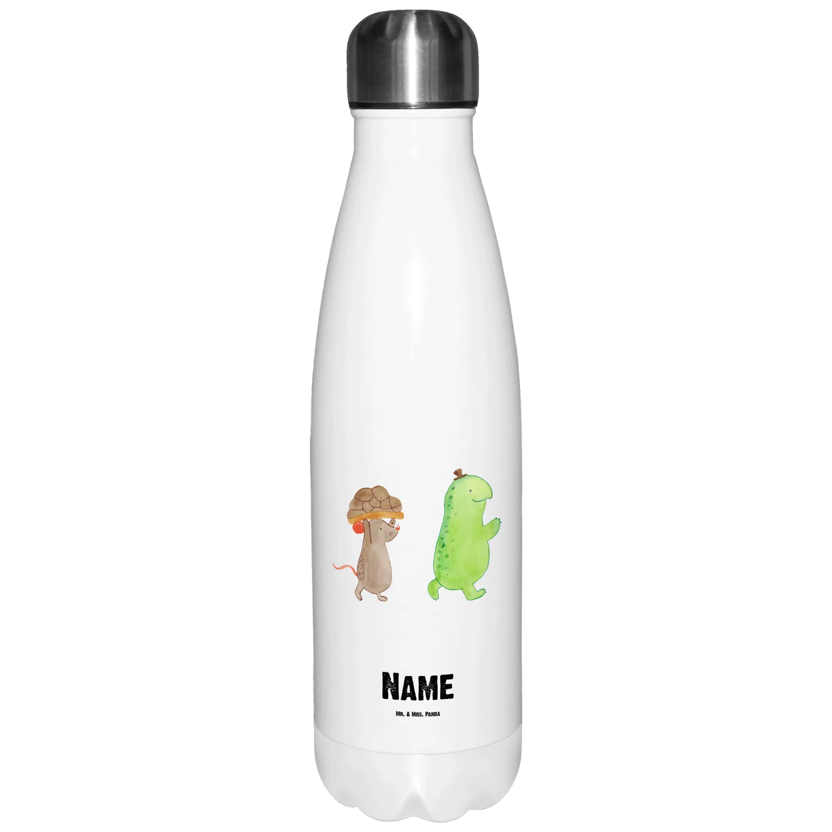 Personalised insulated bottle tortoise Mouse turtle, tortoise, reptile, ancient creature, cute, sweet, gift, gift ideas, birthday gift, illustrated, funny, turtle gift items, funny turtle gifts, pet turtles, mom, best friend, sister or daughter, turtle lover, girlfriends, best friends, mouse, friends