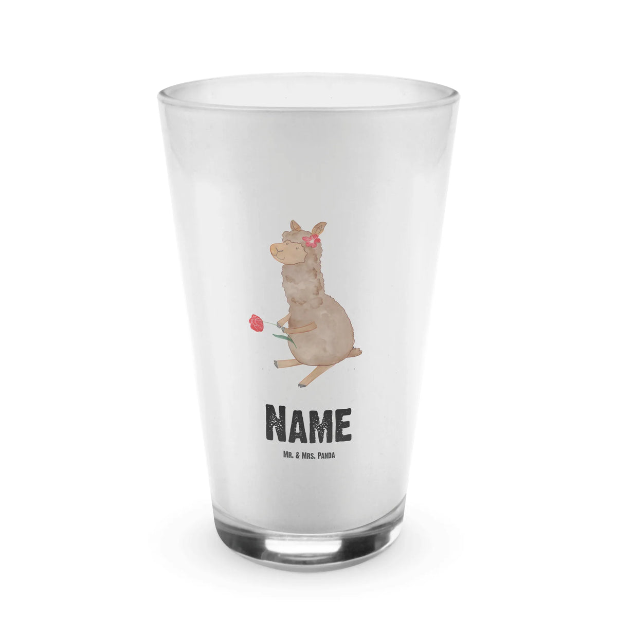 Personalised glass alpaca flower alpaca, llama, pako, camel, Peru, animal, favourite animal, flower, llamas, Alpaca
