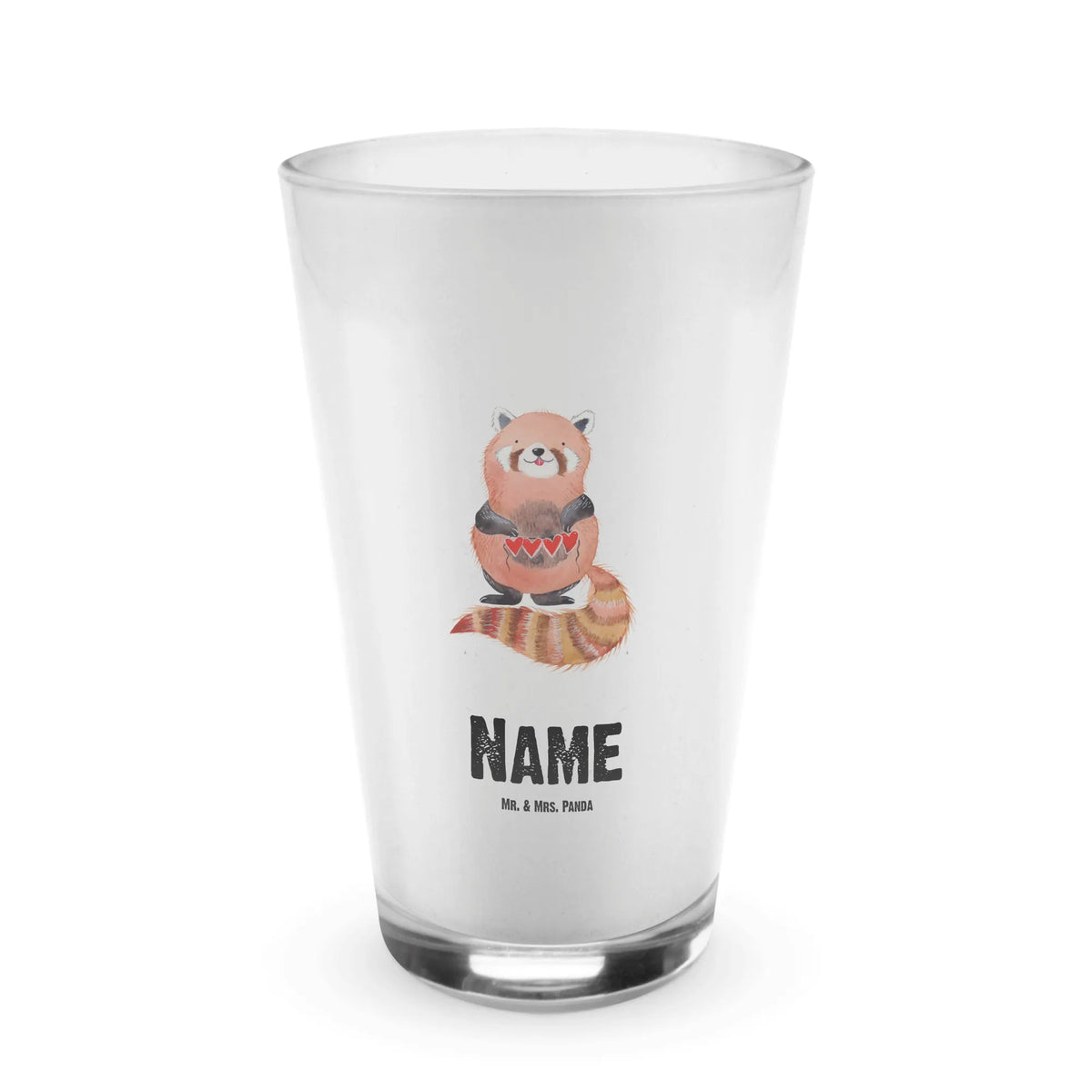 Personalised glass red panda small animals, cute, funny, cute animal motives, hand drawn, small world, funny sayings, good mood, happy, gifts, gift ideas, special gifts, animal lover, card, darling, love, heart, favourite person, Panda, red