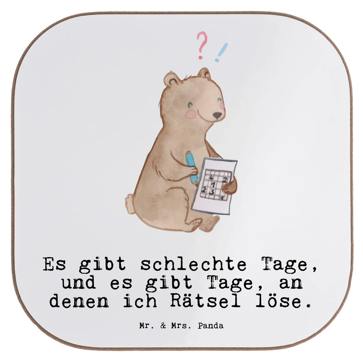 Square coaster bear solve riddles Coasters, breakfast, party, gift, glass coasters, presents, gifts, Gift, sport, hobby, giving, thank you, award, profit, athlete, solving crossword puzzles, Solving puzzles, riddles, memory training, memory sports