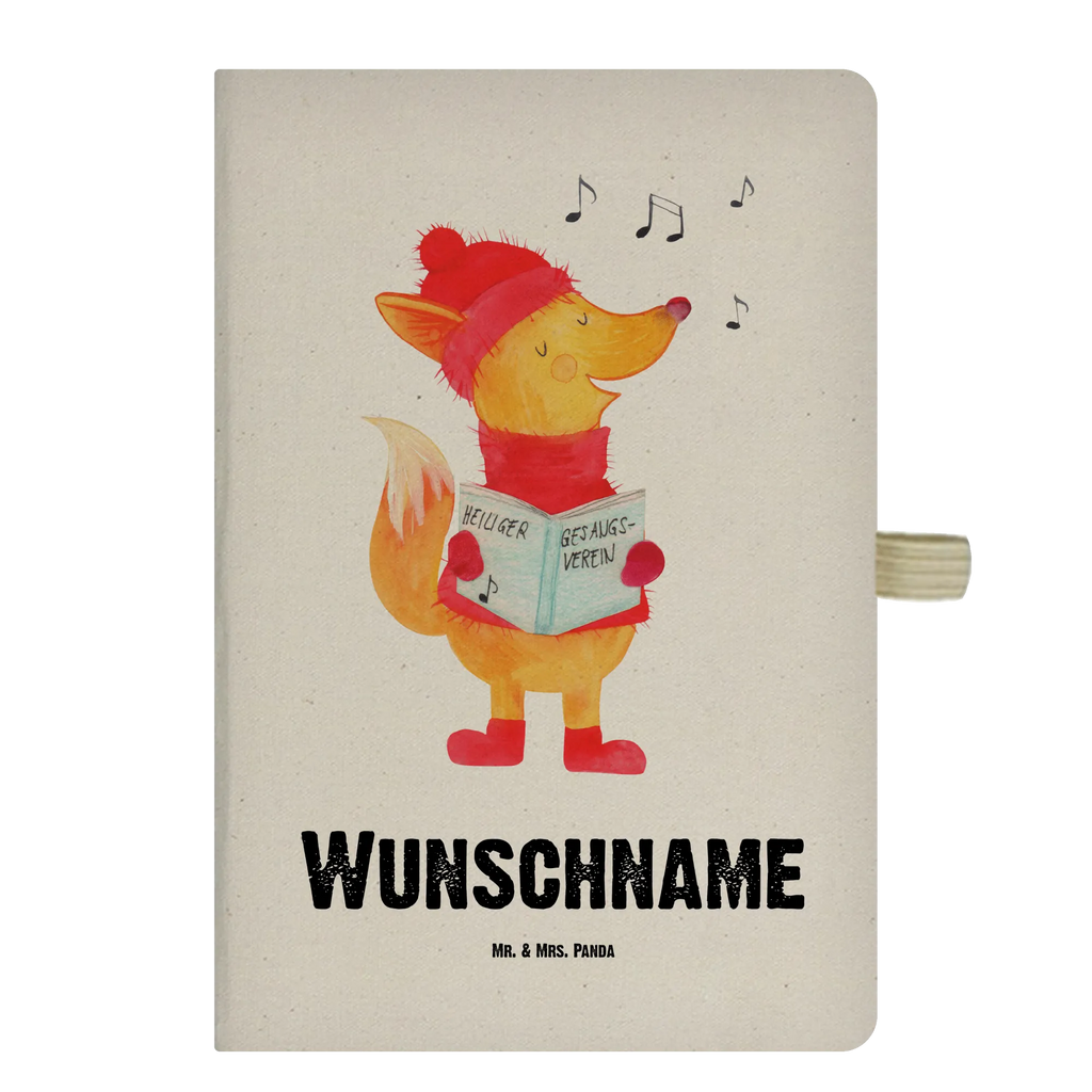 Personalised notebook Fox Singer Winter, Christmas, Christmas time, snow