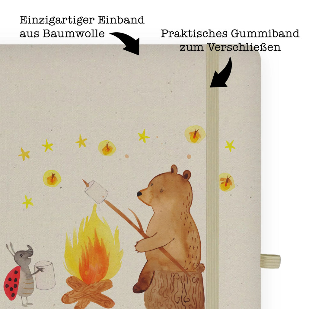 Personalised notebook Bear & Ladybird campfire bear, teddy, teddy bear, cuddly toy, Campfire