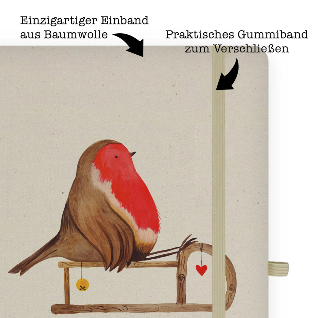 Personalised notebook robin Sleds Winter, Christmas, Christmas time, snow, sleigh, bird
