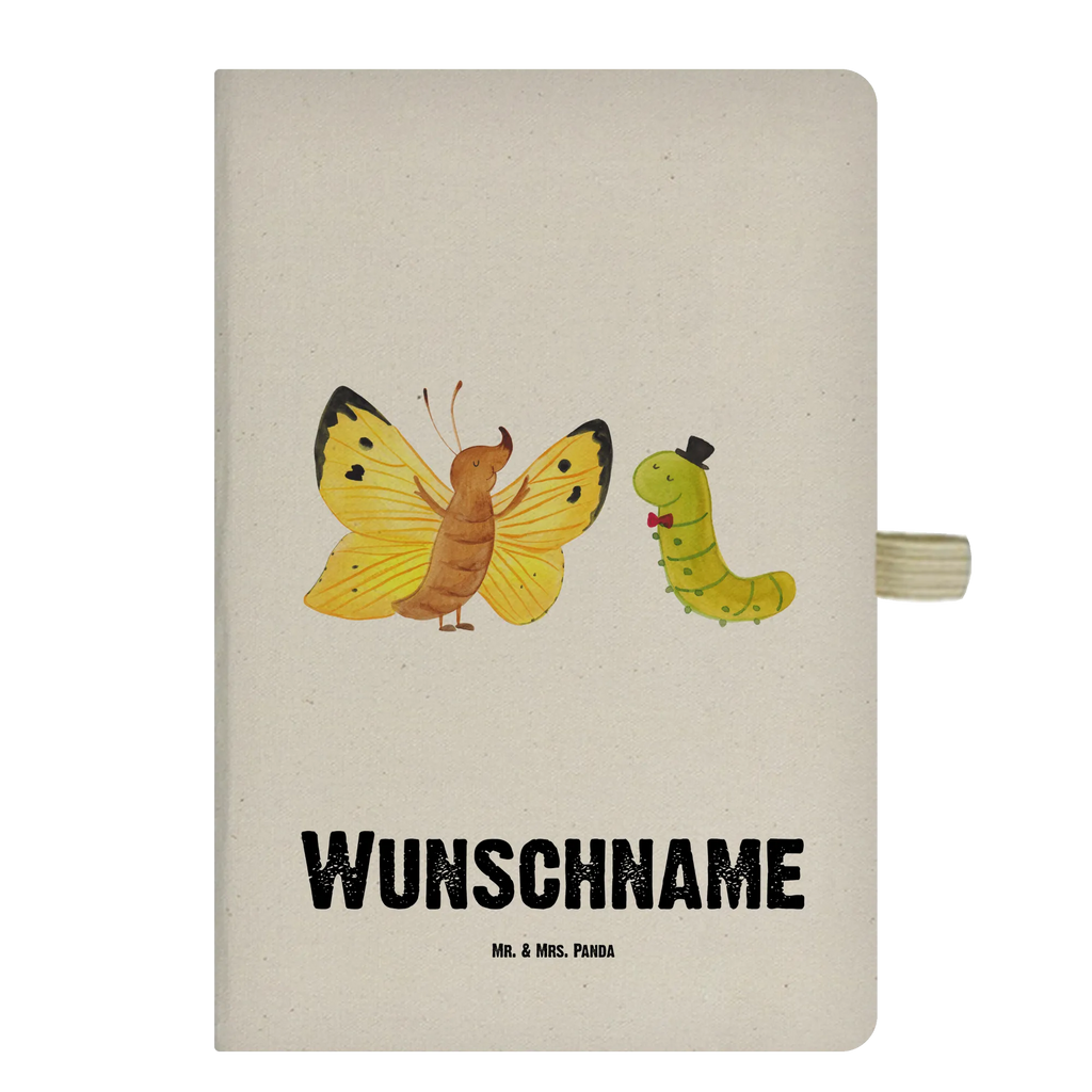 Personalised notebook Caterpillar butterfly small animals, cute, funny, cute animal motives, hand drawn, small world, funny sayings, good mood, happy, gifts, gift ideas, special gifts, animal lover, card, hat, cocoon, growing up, beauty, Caterpillar, lemon butterfly, butterfly, development