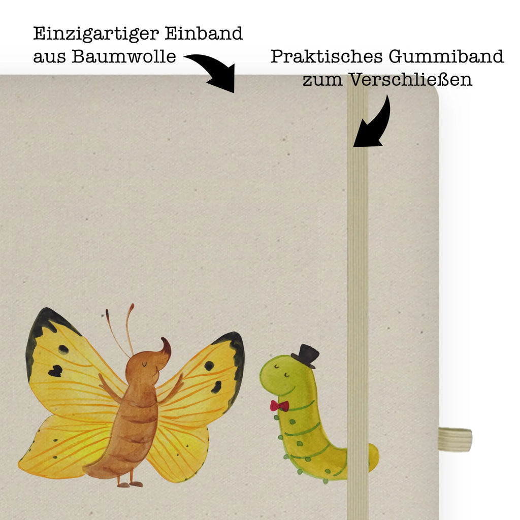 Personalised notebook Caterpillar butterfly small animals, cute, funny, cute animal motives, hand drawn, small world, funny sayings, good mood, happy, gifts, gift ideas, special gifts, animal lover, card, hat, cocoon, growing up, beauty, Caterpillar, lemon butterfly, butterfly, development