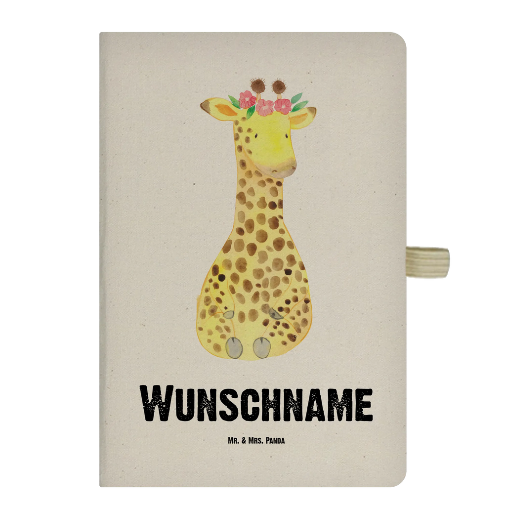 DIN A4 Personalizowany Notatnik żyrafa Wieniec kwiatów Afryka, dzikie zwierzęta
