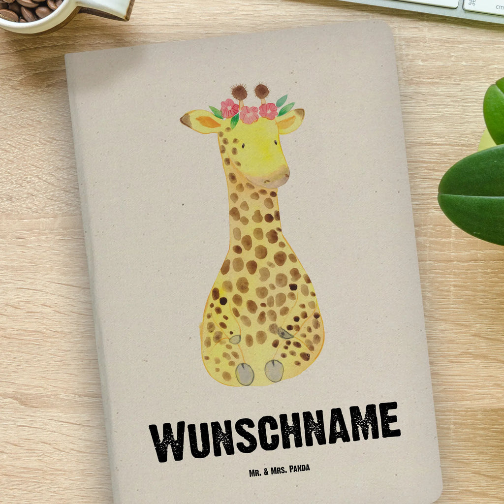 DIN A4 Personalizowany Notatnik żyrafa Wieniec kwiatów Afryka, dzikie zwierzęta