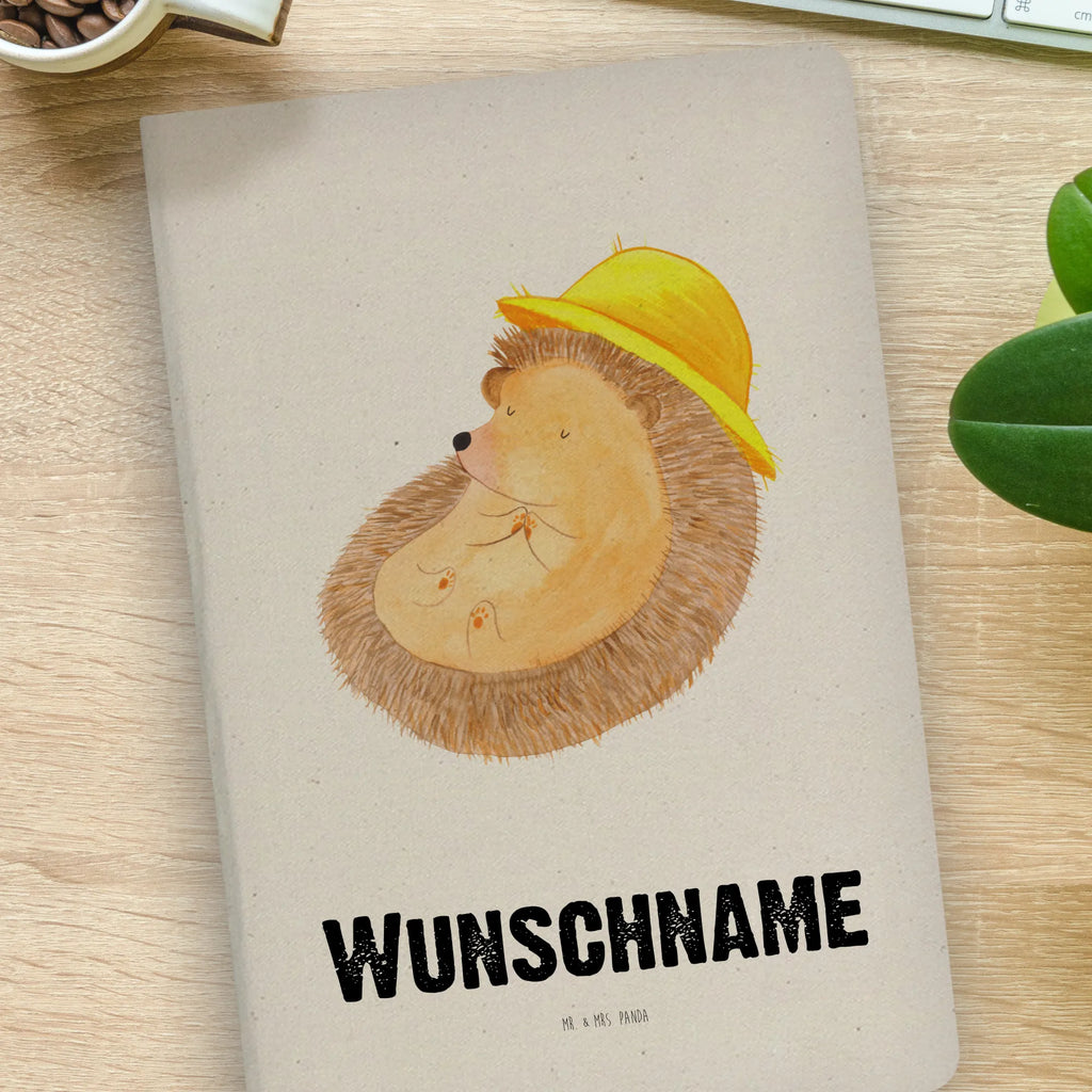 Personalised notebook Hedgehog Pray small animals, cute, funny, cute animal motives, hand drawn, small world, funny sayings, good mood, happy, gifts, gift ideas, special gifts, animal lover, card, enjoy, gratitude, hedgehog, be grateful, Amen, hedgehog with hat, God, pray, life, sun hat