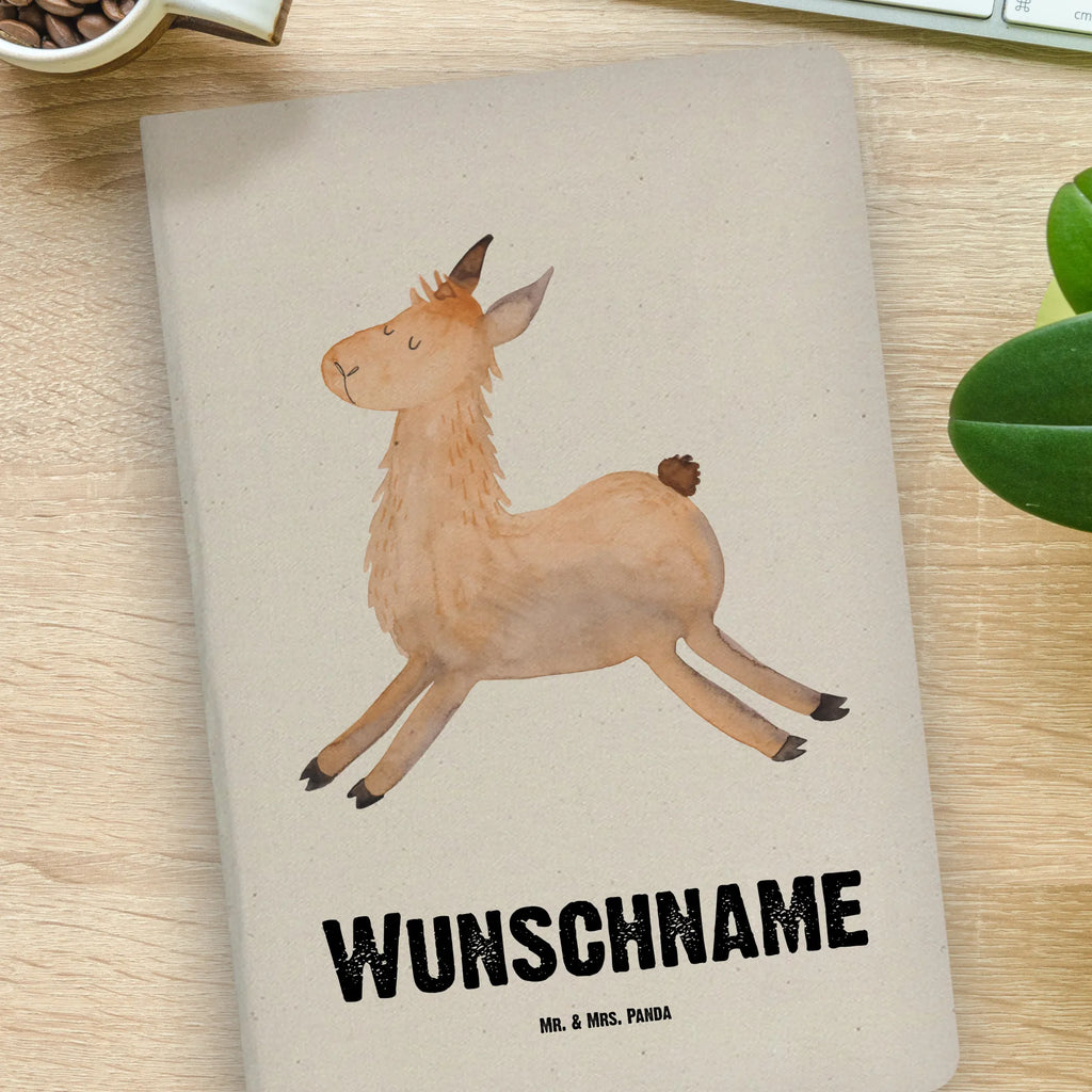 Personalised notebook lama Jump Llama, llama, alpaca, trendy animal, llamas, heartache, exam, new start, luck, happy, graduation, start, girlfriend, good morning, favourite day, Lama, happy day