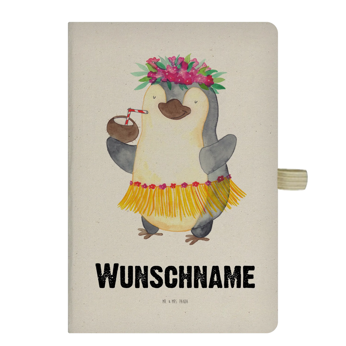 Personalised notebook Penguin coconut Penguin, North Pole, Winter, Penguins, vacation, coconut, aloha, penguins, Hawaii