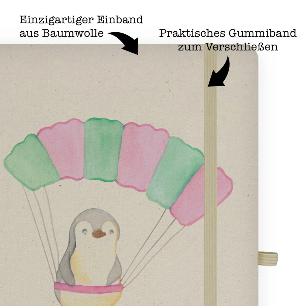 Personalised notebook penguin parachute jump Gift, sport, hobby, giving, thank you, award, profit, athlete, parachute jump, skydive, Skydiving