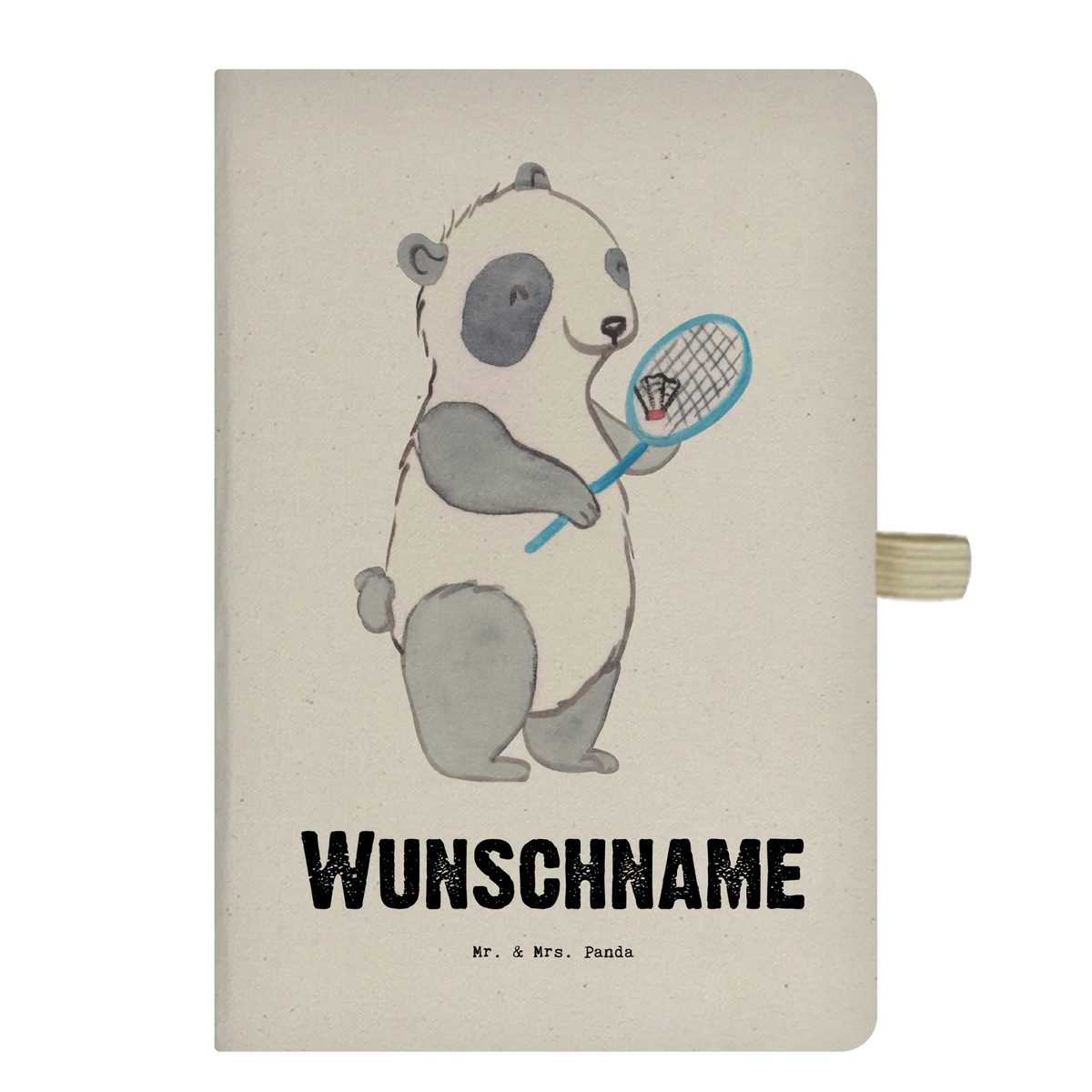 Personalised notebook panda badminton Gift, sport, hobby, giving, thank you, award, profit, athlete, Badminton, play badminton