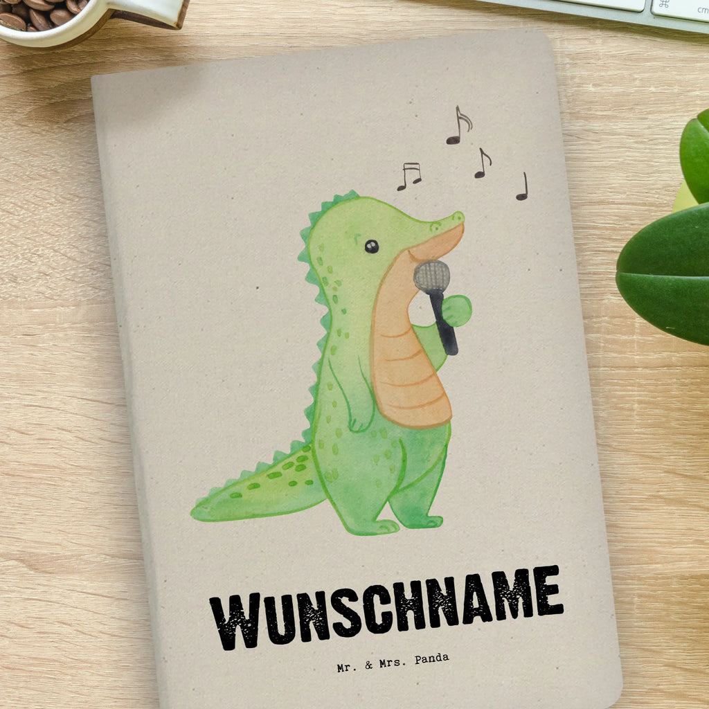Personalised notebook crocodile To sing Gift, sport, hobby, giving, thank you, award, profit, athlete, vocals, hobby singers, band, Singing, live performance