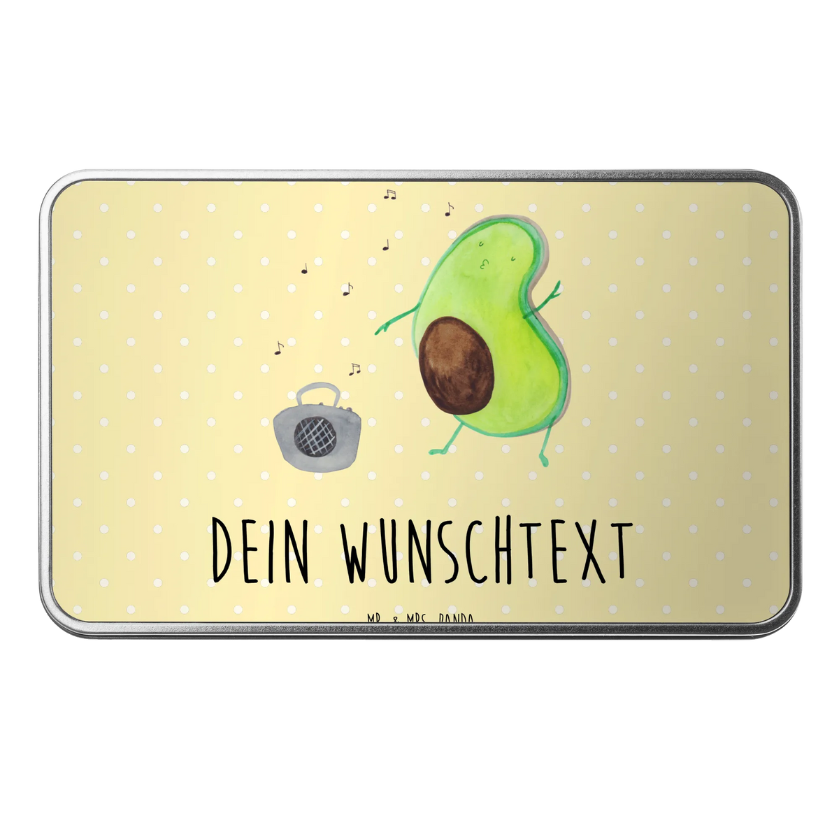 Personalised metal tin avocado Dance avocado, vegetables