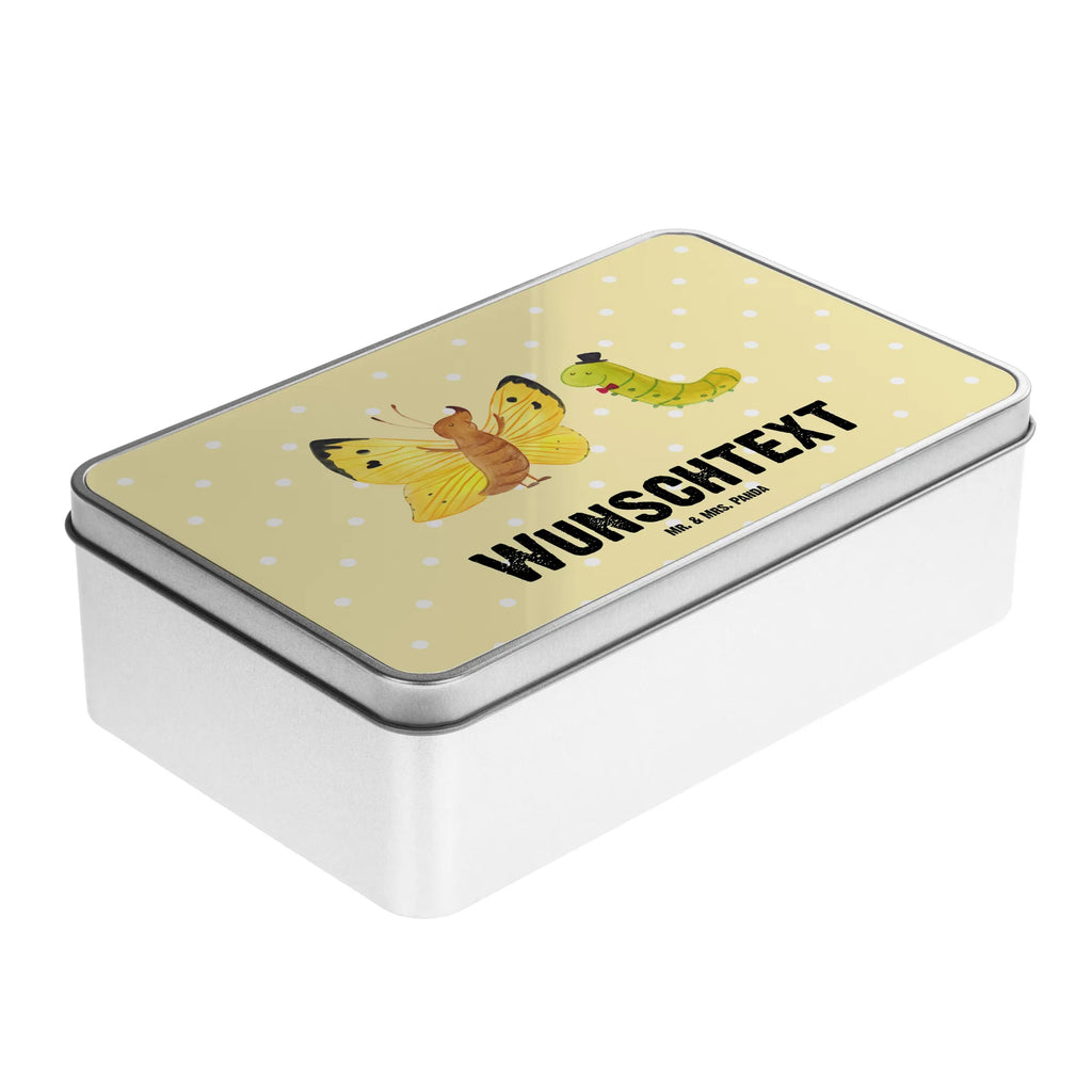 Personalised metal tin Caterpillar butterfly small animals, cute, funny, cute animal motives, hand drawn, small world, funny sayings, good mood, happy, gifts, gift ideas, special gifts, animal lover, card, growing up, beauty, hat, lemon butterfly, cocoon, butterfly, Caterpillar, development