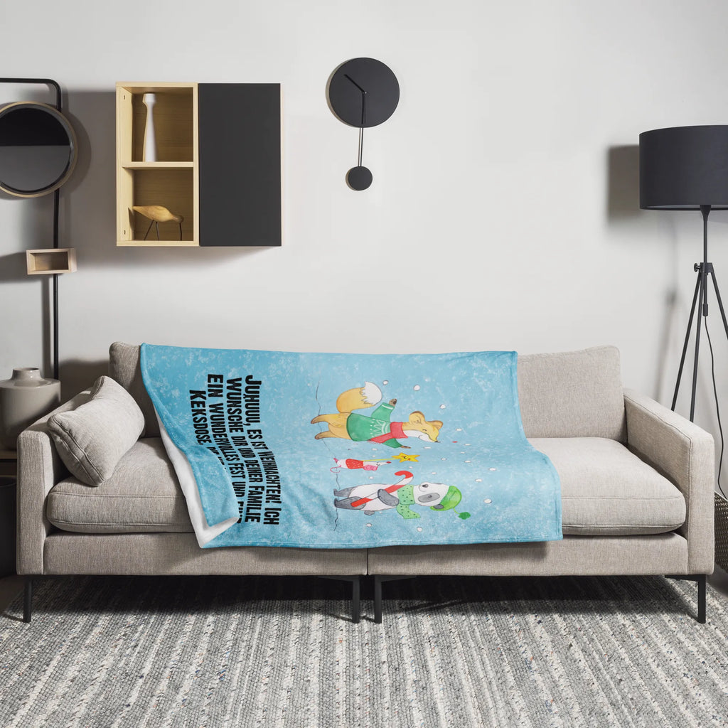 Kuscheldecke Winter Weihnachtsfreude Wolldecke, Tagesdecke, Wohndecke, Decke, Sofadecke, Winter, Weihnachten, Weihnachtsdeko, Nikolaus, Advent, Heiligabend, Wintermotiv, Weihnachtszeit, Weihnachtsmann, Fuchs, Weihnachtsbaum, Weihnachtstage, Tannenbaum