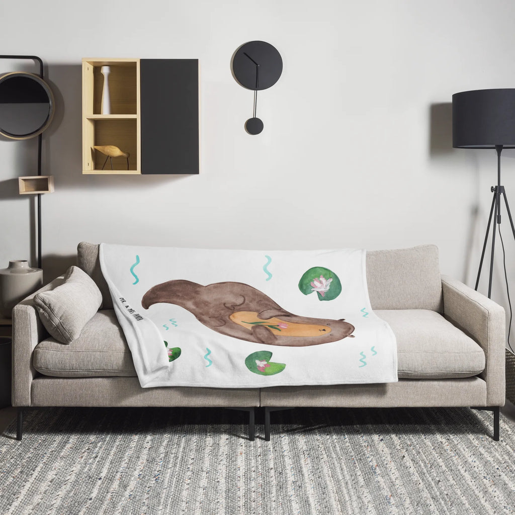 Blanket otter Water Lily Sofadecke, Wolldecke, Tagesdecke, Wohndecke, Decke, Otter, Fischotter, Seeotter, Otter Seeotter See Otter