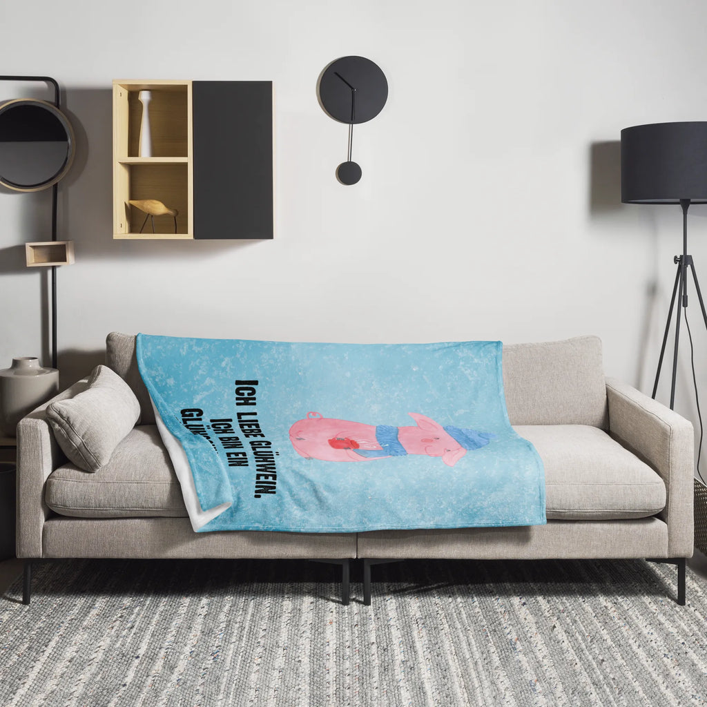 Blanket Pig Mulled wine Sofadecke, Wohndecke, Tagesdecke, Decke, Wolldecke, Winter, Weihnachten, Weihnachtsdeko, Nikolaus, Advent, Heiligabend, Wintermotiv, Weihnachtsmarkt, Glühwein, Glühschwein, Punsch