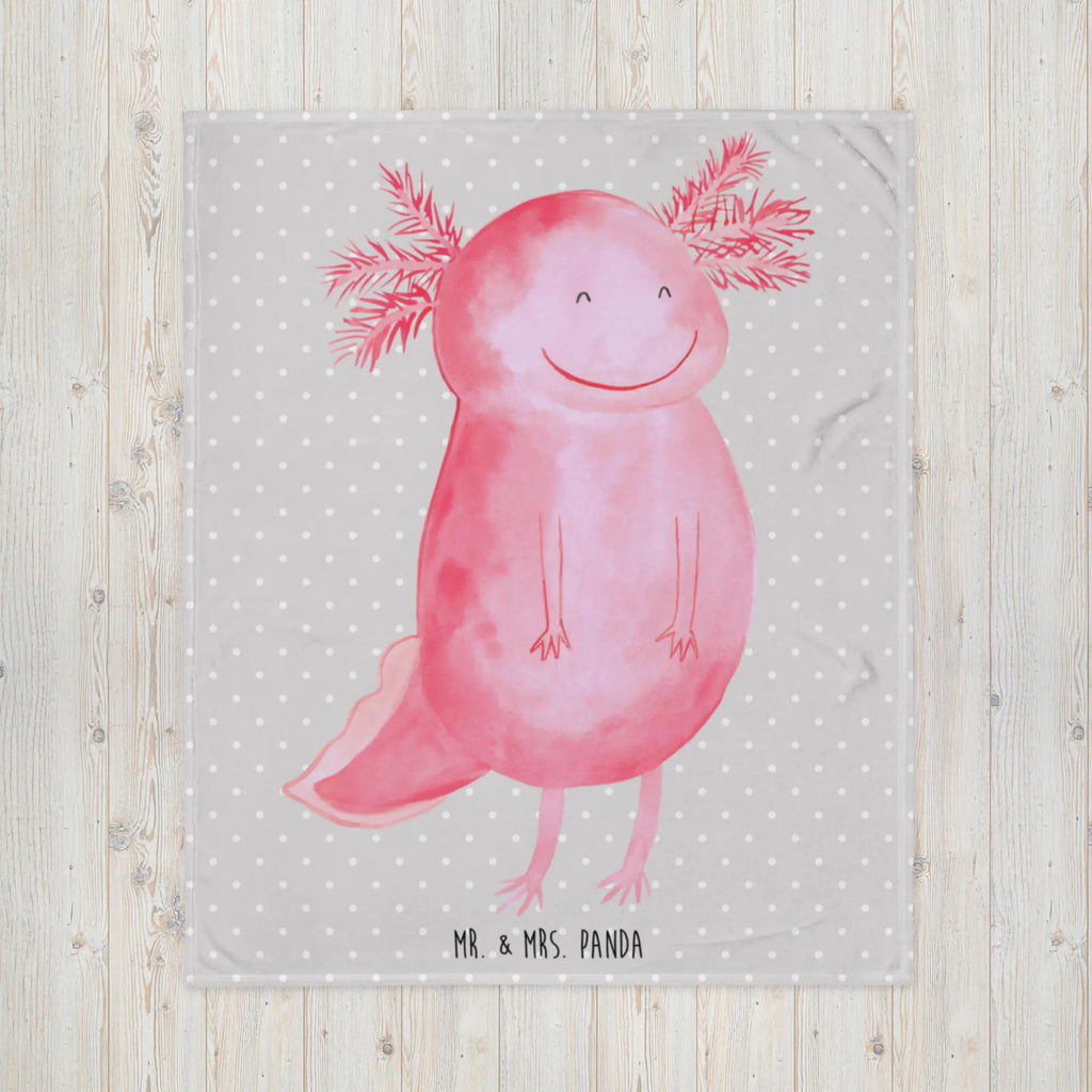 Kuscheldecke Axolotl Glücklich Sofadecke, Tagesdecke, Wohndecke, Wolldecke, Decke, Axolotl, Molch, gute Laune, Axolot, Motivation, Schwanzlurch, Lurch, Lurche