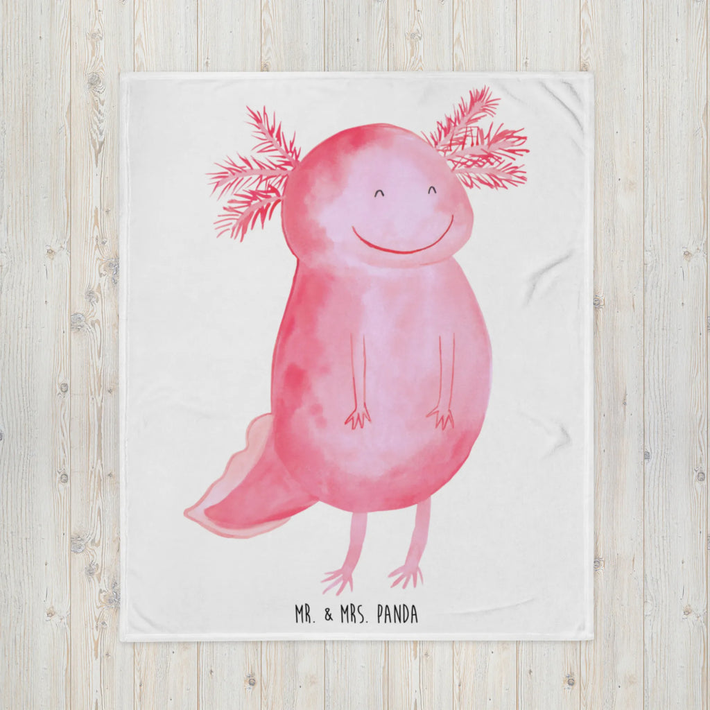 Kuscheldecke Axolotl Glücklich Sofadecke, Tagesdecke, Wohndecke, Wolldecke, Decke, Axolotl, Molch, gute Laune, Axolot, Motivation, Schwanzlurch, Lurch, Lurche