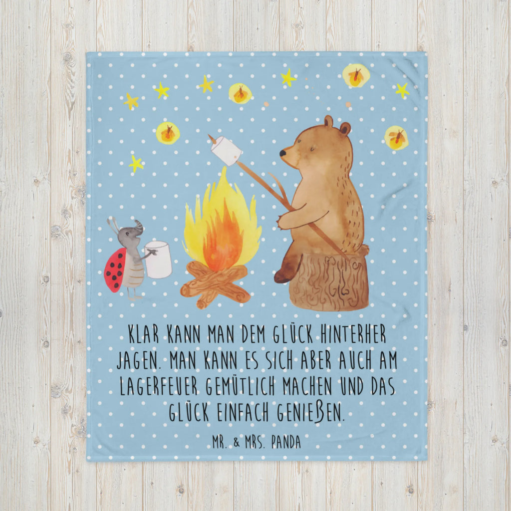 Kuscheldecke Bär & Marienkäfer Lagerfeuer Decke, Wohndecke, Sofadecke, Wolldecke, Tagesdecke, Bär, Teddy, Teddybär, Lagerfeuer