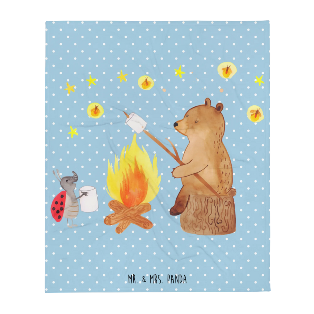 Kuscheldecke Bär & Marienkäfer Lagerfeuer Decke, Wohndecke, Sofadecke, Wolldecke, Tagesdecke, Bär, Teddy, Teddybär, Lagerfeuer