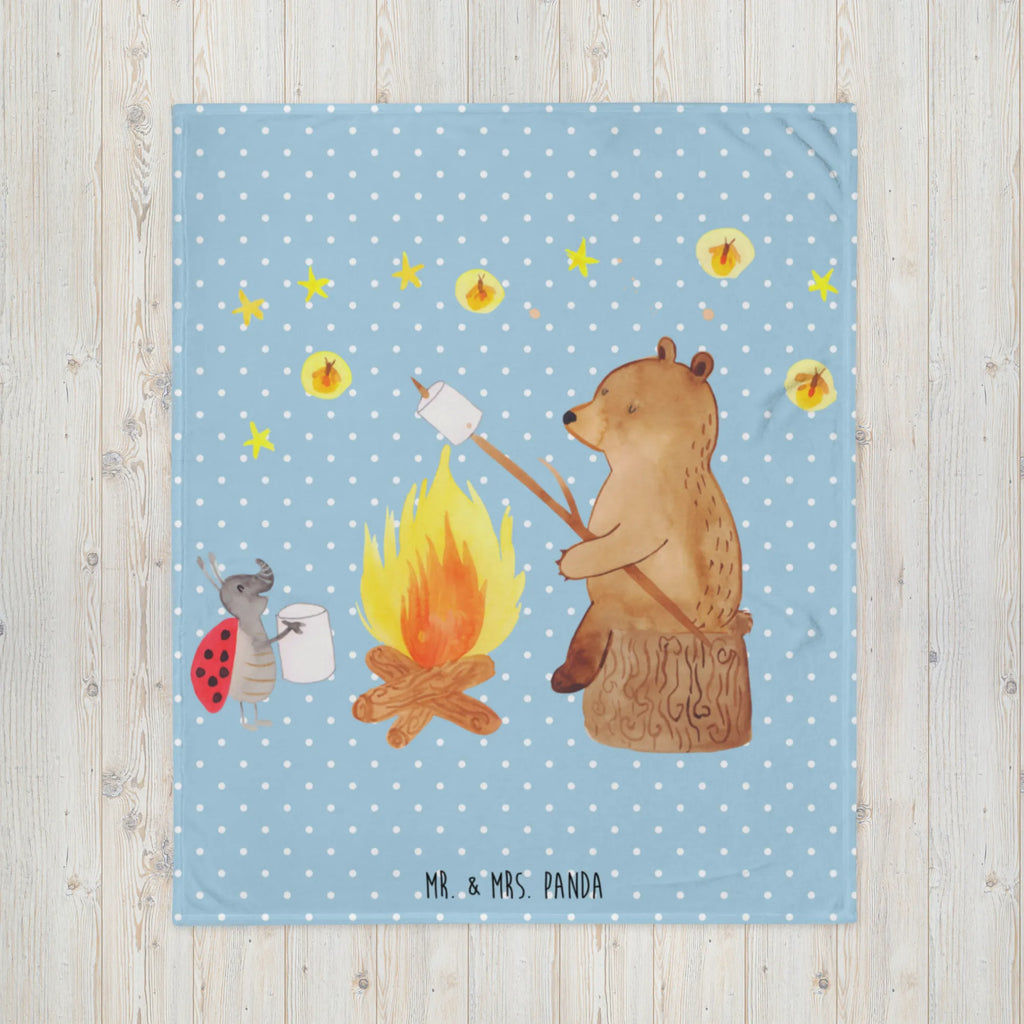 Kuscheldecke Bär & Marienkäfer Lagerfeuer Decke, Wohndecke, Sofadecke, Wolldecke, Tagesdecke, Bär, Teddy, Teddybär, Lagerfeuer