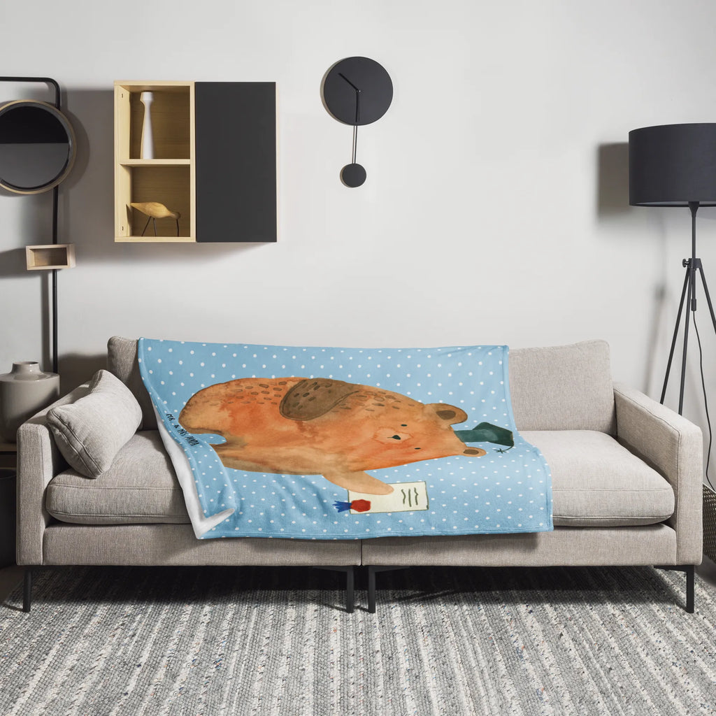 Blanket bear Test Sofadecke, Tagesdecke, Wohndecke, Wolldecke, Decke, Bär, Teddy, Teddybär, Abschlusszeugnis, Abschluss, Prüfungen, Prüfung bestanden, Zeugnis, Abitur