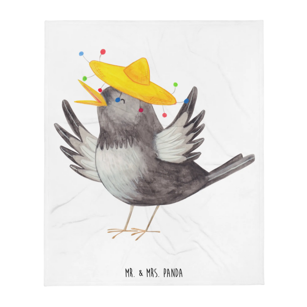 Kuscheldecke Rabe Sombrero Wohndecke, Sofadecke, Decke, Wolldecke, Tagesdecke, Tiermotive, Gute Laune, lustige Sprüche, Tiere, Glück Spruch, Rabe, Vogel, Elster, Motivation, fröhlich sein, Spruch positiv, Vögel, froh, glücklich sein