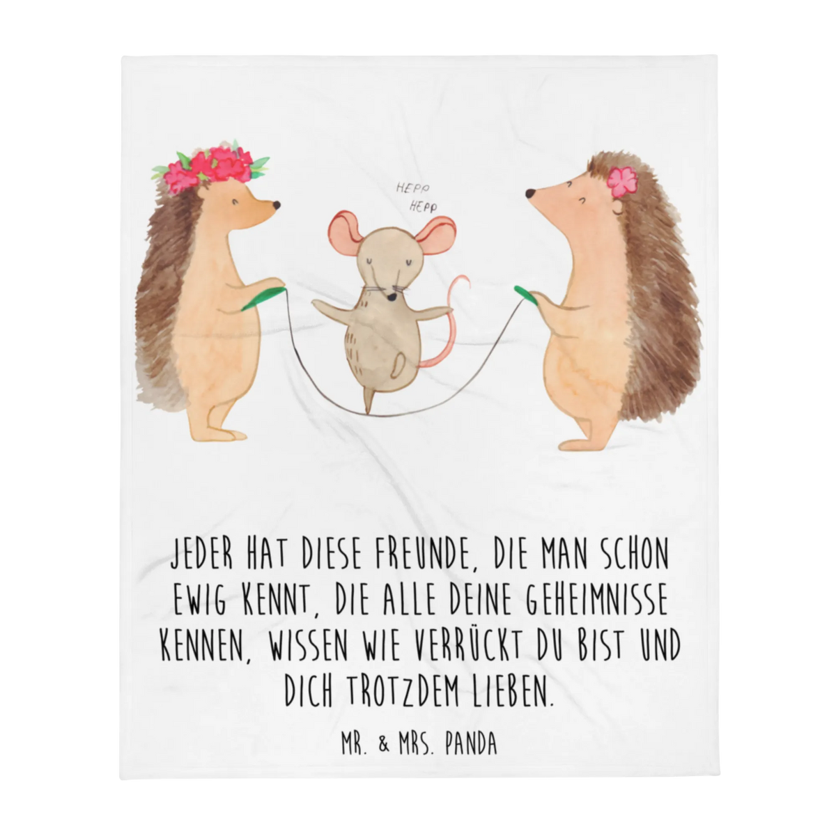 Blanket Hedgehog skipping cute, cute animal motives, hand drawn, funny sayings, good mood, special gifts, gift ideas, animal lover, small animals, gifts, card, rope skipping, children, mouse
