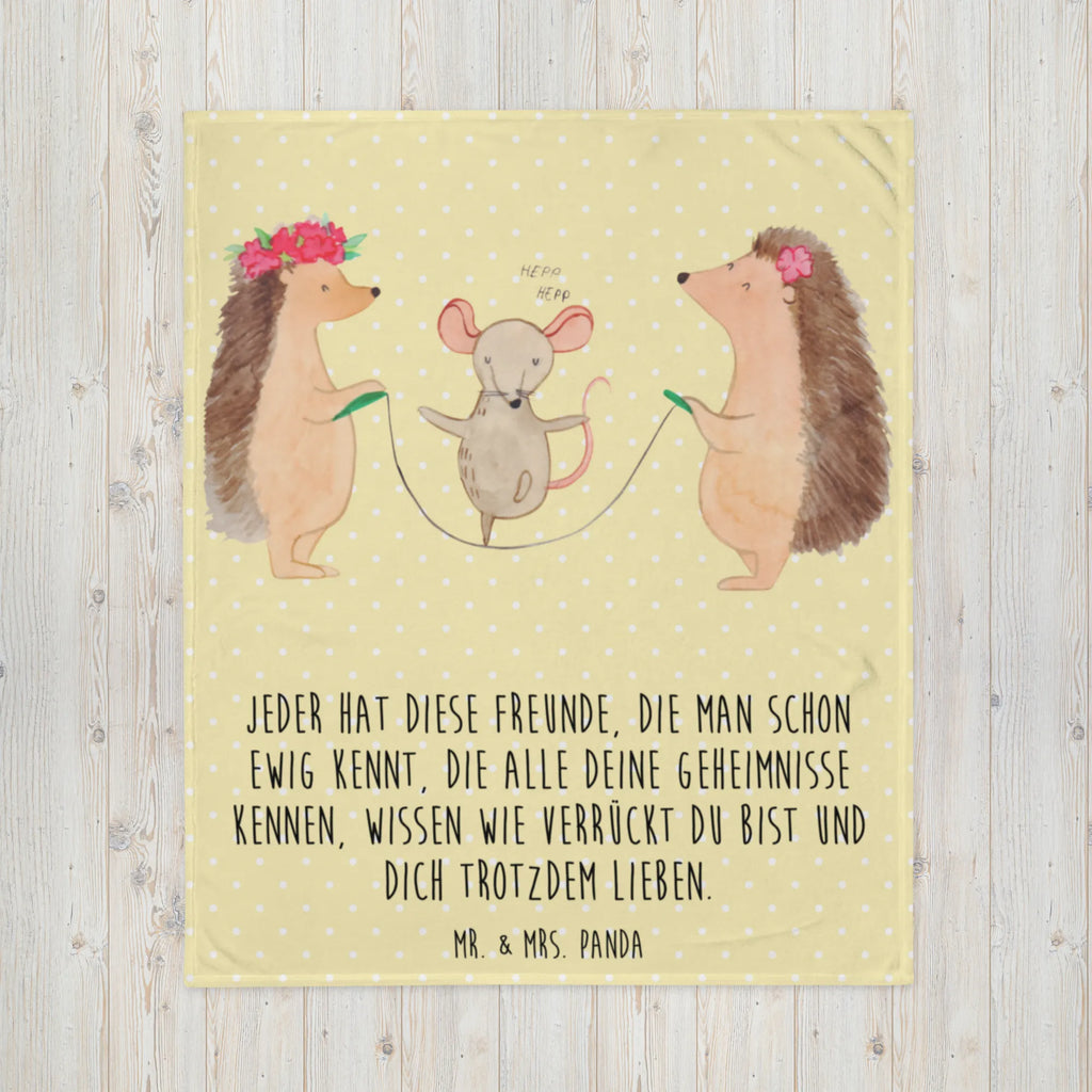 Blanket Hedgehog skipping Sofadecke, Decke, Wolldecke, Wohndecke, Tagesdecke, Tiermotive, Gute Laune, lustige Sprüche, Tiere, Kindergarten, Maus, Igel, Kinder, Seilspringen, Seilhüpfen