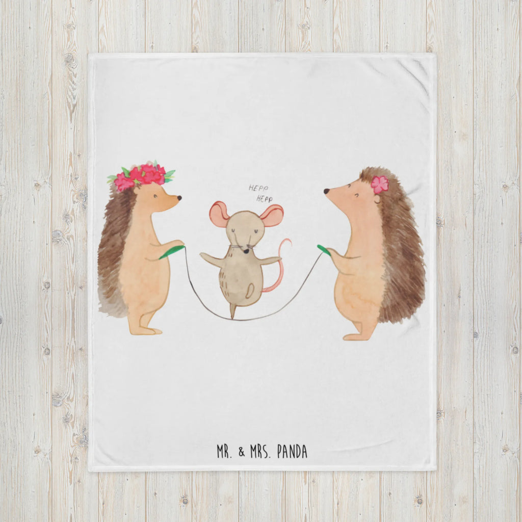 Blanket Hedgehog skipping Sofadecke, Decke, Wolldecke, Wohndecke, Tagesdecke, Tiermotive, Gute Laune, lustige Sprüche, Tiere, Kindergarten, Maus, Igel, Kinder, Seilspringen, Seilhüpfen