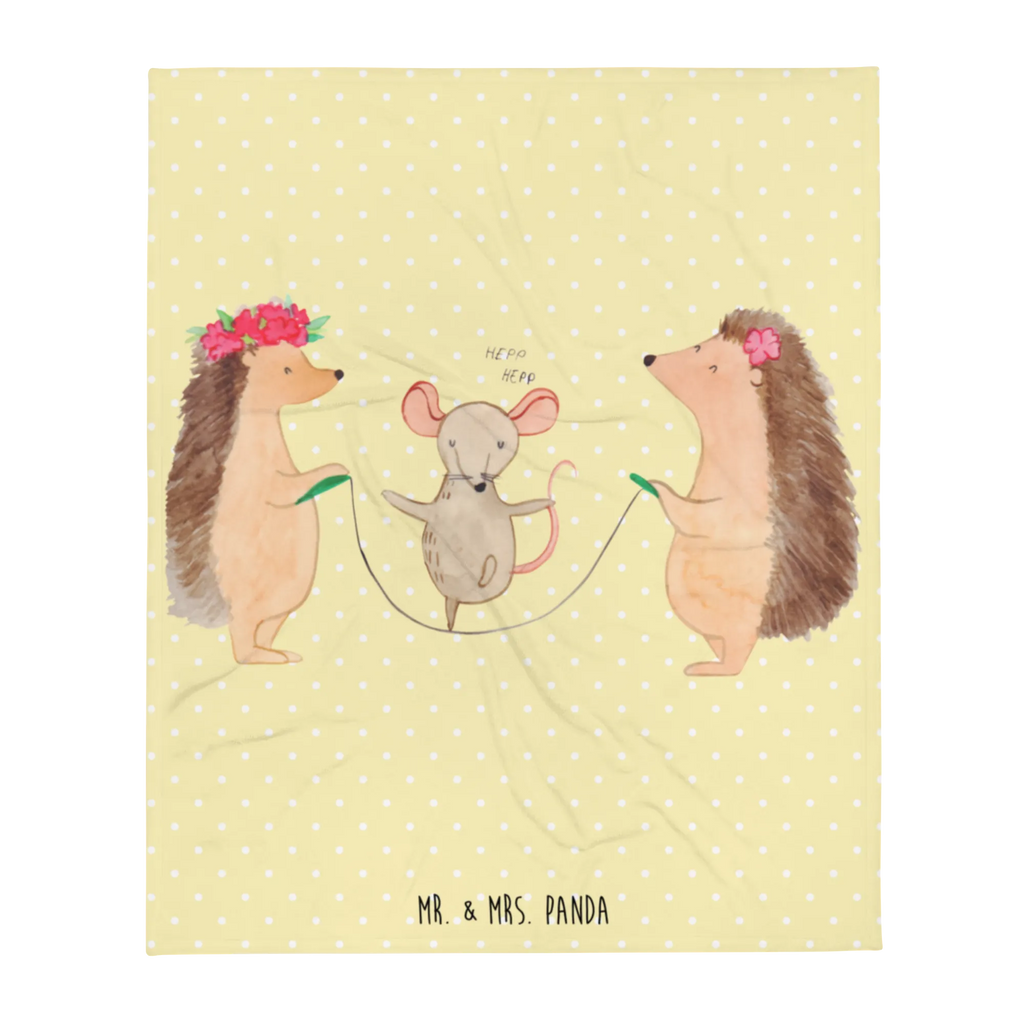 Blanket Hedgehog skipping Sofadecke, Decke, Wolldecke, Wohndecke, Tagesdecke, Tiermotive, Gute Laune, lustige Sprüche, Tiere, Kindergarten, Maus, Igel, Kinder, Seilspringen, Seilhüpfen