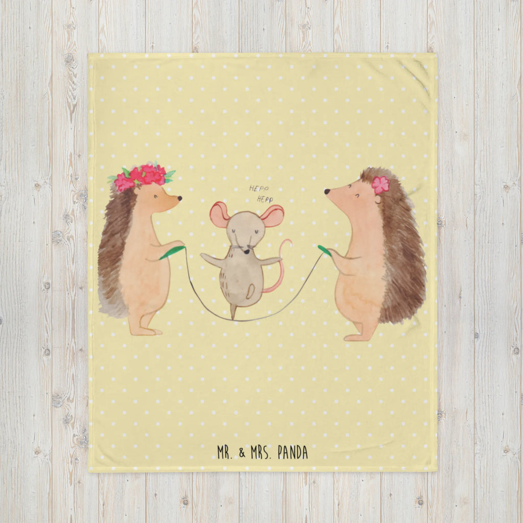 Blanket Hedgehog skipping Sofadecke, Decke, Wolldecke, Wohndecke, Tagesdecke, Tiermotive, Gute Laune, lustige Sprüche, Tiere, Kindergarten, Maus, Igel, Kinder, Seilspringen, Seilhüpfen